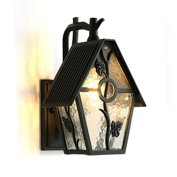 Autrinix Outdoor Wall Sconce, Decorative House Shaped Light With E26 Base & Patterned Glass, Dimmable 100W Wall Lamp For Indoor & Outdoor Use