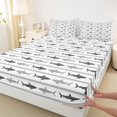 thumbnail image 3 of Manfei Simple Shark Fitted Sheet Queen, Abstract Stripe Bedding, Gray, 3-Piece, 1 Fitted Sheet and 2 Pillowcases, 3 of 6