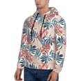 thumbnail image 2 of KLL Tropical Leaves Print Mens Hoodie Long Sleeve Casual Pullover Hooded Sweatshirt Fashion Drawstring Hoodies with Pocket-Large, 2 of 6