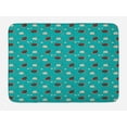 thumbnail image 1 of Marine Bath Mat, Continuous Bubbles Turtles Starfish and Shells, Plush Bathroom Decor Mat with Non Slip Backing, 29.5" X 17.5", Dark Seafoam Chocolate, by Ambesonne, 1 of 2