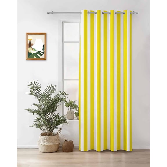 Yellow and White Striped Thermal Insulated Blackout Curtains for Bedroom 84 Length Gradient Geometric Room Darkening Curtain 1 Panel Grommet Window Curtain Drape for Living Room Nursery Room