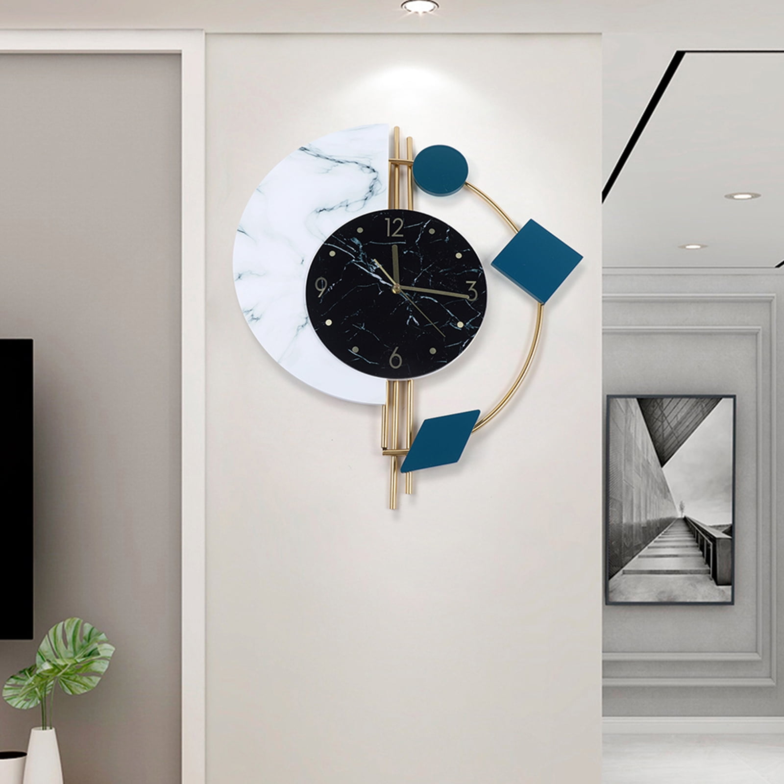 22 in Modern Wall Watch Clock Quartz Silent Hanging Clock Nordic Style Home Decor, Wall Clock For Living Room, Bedroom, Study, Outdoor, Dining Room, Porch, Balcony
