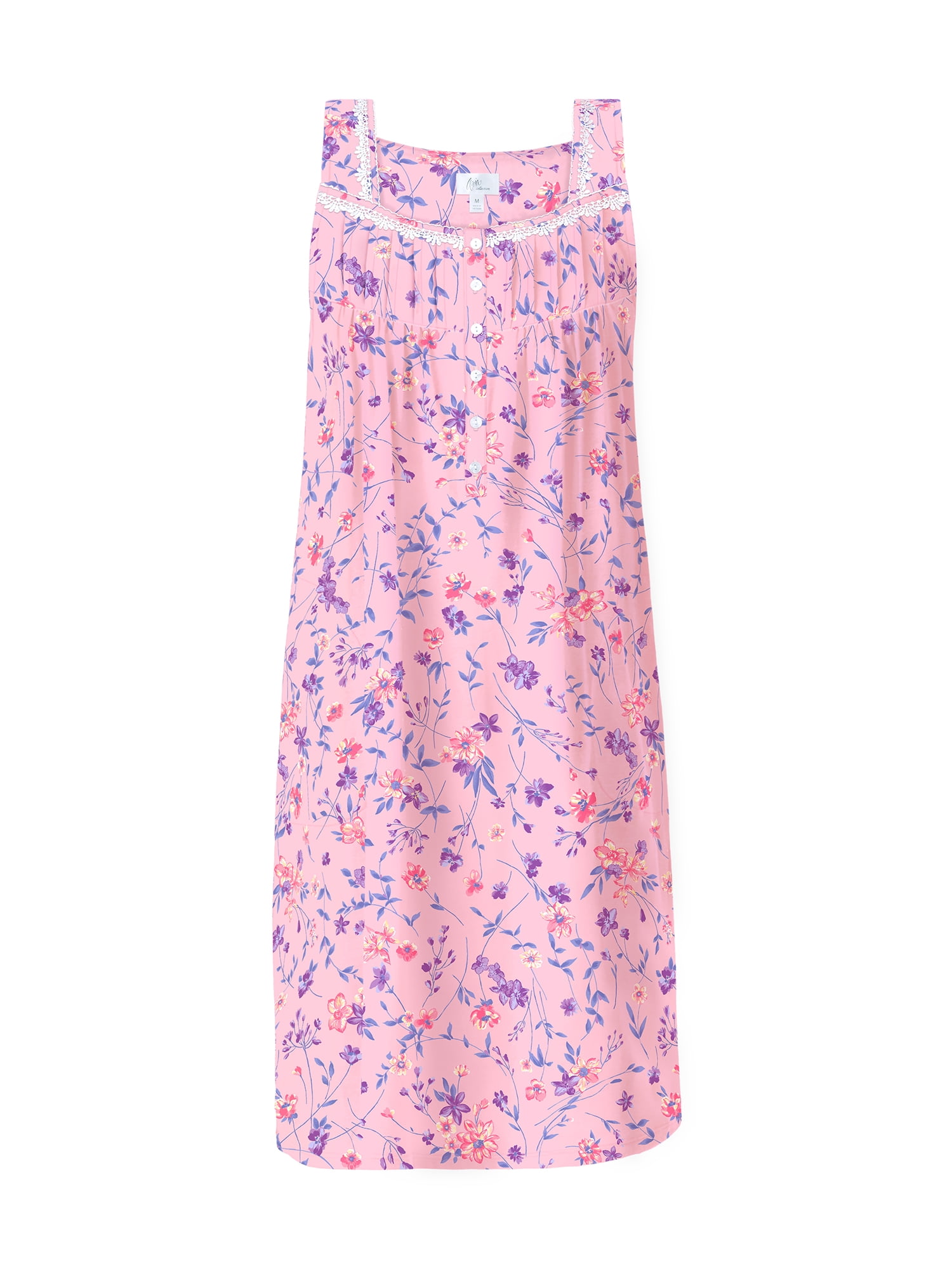 Aria Women's 100% Cotton Sleeveless 40" Nightgown, Sizes XS-5X