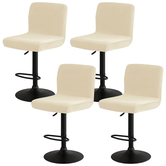 4PCS Stretch Velvet Bar Stool Slipcovers, Soft & Comfortable Swivel Chair Covers with Back, Removable Counter Height Chair Covers for Kitchen, Dining, Bar, Pub, Counter Seats