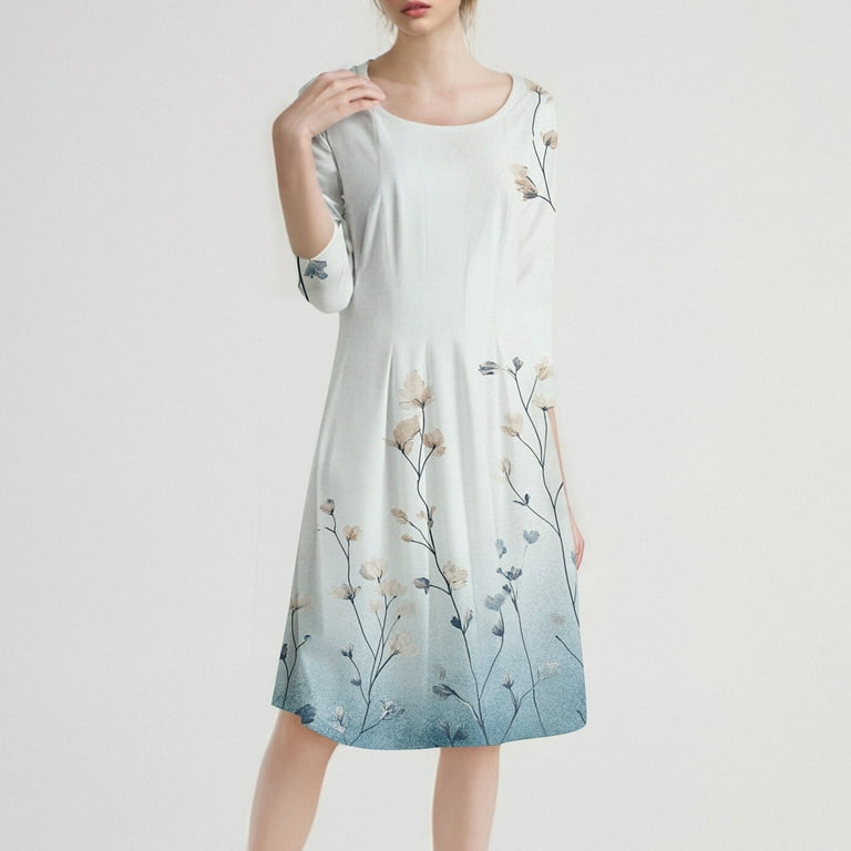 knee length dresses for ladies NY Collection Petite 3/4 Sleeve Textured Knit Dress - Blush main image 0