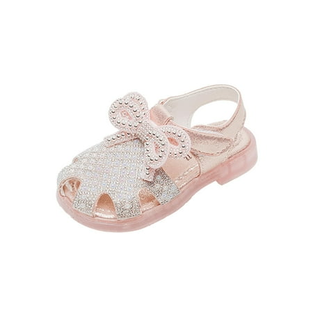 

Vedolay Girls Leather Rhinestones Embroidery Bow Design SoftToe Princess Dress Flat Shoes(Toddler/Little Gymnastic Slides(Pink 10.5)