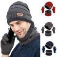 thumbnail image 3 of DcGZvy Winter Woolen Hat Scarf and Touch Screen Gloves Set for Men Women Stretch Warm Winter Three-piece Set, 3 of 3