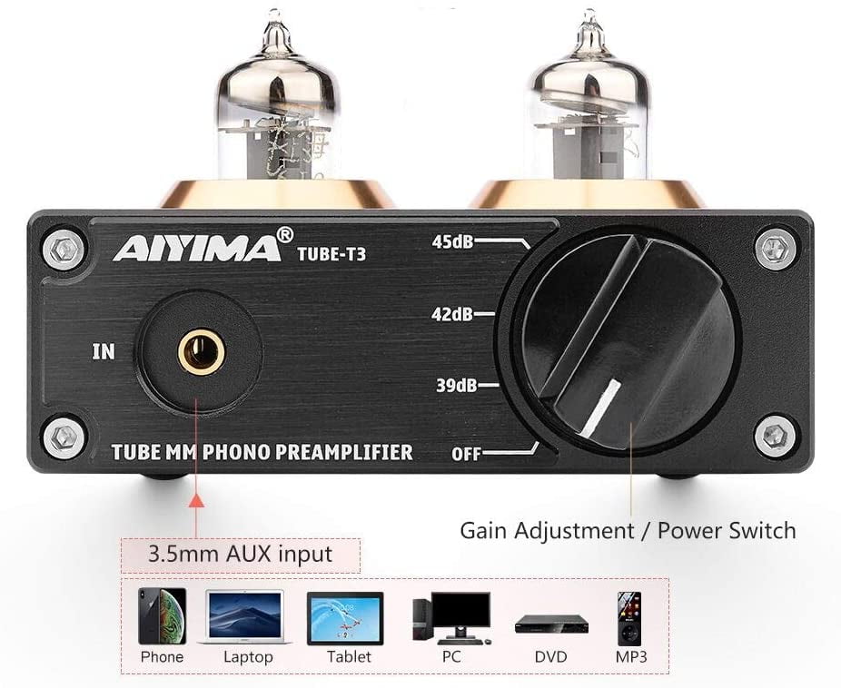 Buy AIYIMA Tube T3 HiFi Tube MM Phono Preamp for Turntable MM