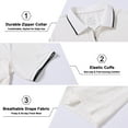 thumbnail image 4 of QPNGRP Men's Zipper Polo Shirts Short Sleeve Moisture Wicking Dry Fit Striped Casual Golf Shirts for Men White 2XL, 4 of 6
