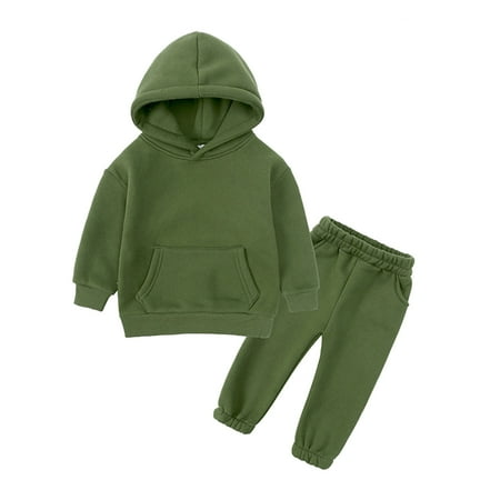 

Toddler Boy Clothes Soild Color Long Sleeved Hoodies Sweatshirt + Sweatpants Fall Winter Outfits Set 2-3 Years