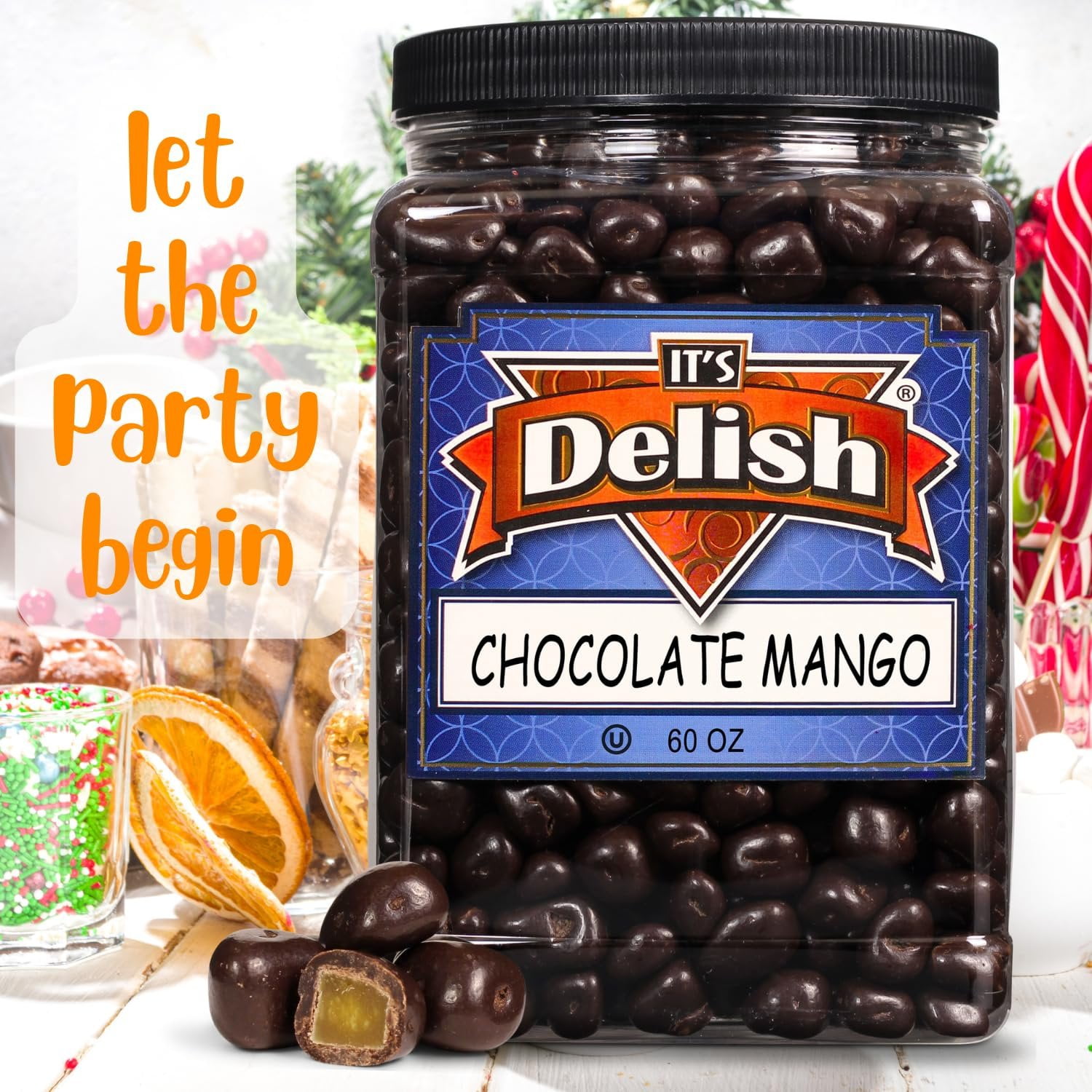 Dark Chocolate Covered Dried Mango Bits by It's Delish, 3.75 Lbs Jumbo Container  Kosher Dairy-Free Dark Chocolate Covered Fruit for Vegan Snacking  Dairy Free, Vegan, Kosher