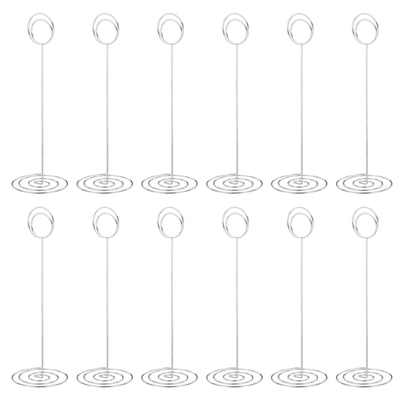 Uxcell 12Pcs 8.7" Tall Place Card Holder Memo Clip Holder Stand with Round Clasp, Silver Tone