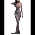thumbnail image 1 of Vestido Elegante de Mujer con Abertura y Larga Transparente de de Diamante, Vestido de Noche para Cumpleaños. Plata L, 1 of 6