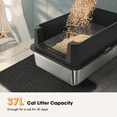 thumbnail image 4 of Black Large Stainless Steel Cat Litter Box, Durable Metal Pet Litter Pan for Adult Cats, 4 of 7