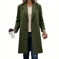 thumbnail image 2 of VINUSLI Wool Peacoats for Women Single Breasted Fall Winter Midi Overcoat Plus Size Notched Lapel Collar Trench Coat with Pockets Army Green,XL, 2 of 6