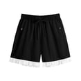 thumbnail image 6 of Womens Casual Lace Shorts Baeitkot Womens Casual Lace Shorts Elastic Waist Drawstring Loose Comfy Summer Shorts with Pockets Black L, 6 of 7