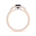 thumbnail image 2 of ANGARA Natural Square Sapphire & Baguette Diamond Rectangle Link Ring in 14K Rose Gold for Women (Size-5mm) | September Birthstone, Anniversary, Jewelry Gift for Women | Natural Blue Sapphire Ring, 2 of 9