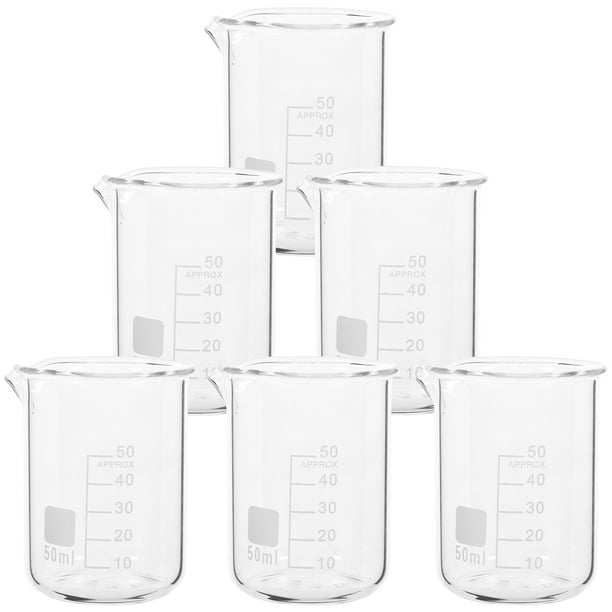 6 piezas de vaso de vidrio de vidrio químico vasos de vidrio de vidrio de laboratorio de laboratorio cristalería