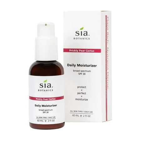 Sia Botanics, Prickly Pear Natural & Organic Face Moisturizer Cream with Natural Mineral Sunscreen SPF 30 2 Ounces
