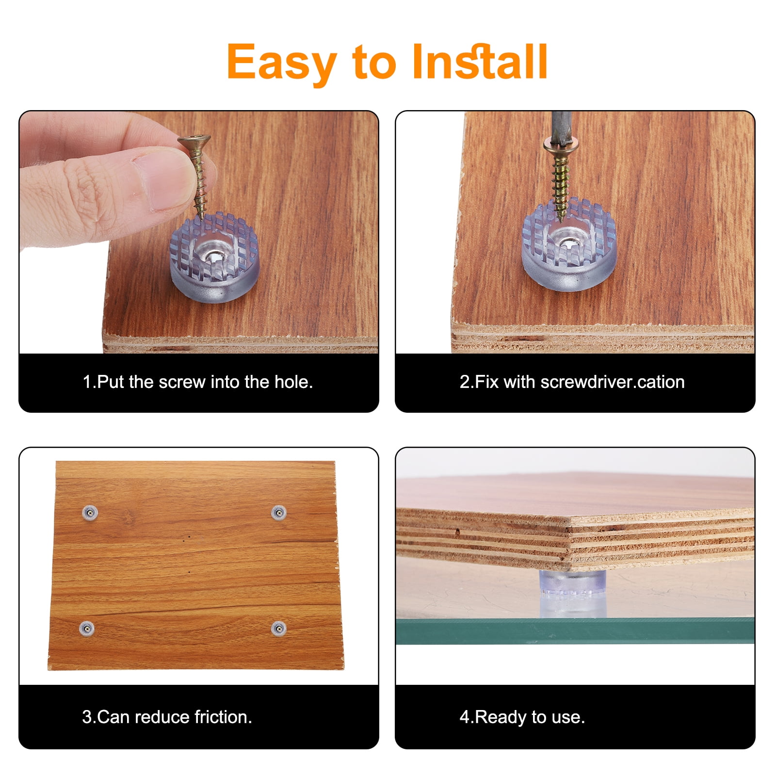 Unique Bargains Clear Round Rubber Bumpers Washers Cutting Board Feet 0.35"H x 0.94"D