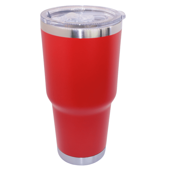 LEMENS 30 oz. Double Walled Stainless Steel Vacuum Insulated Travel Coffee and Cold Drink Cup/Mug/Tumbler Great Gift Idea. (Red)