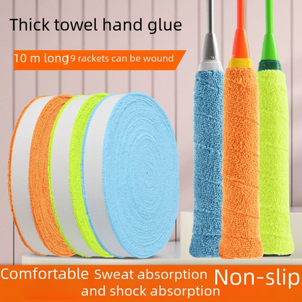 Pegamento para toallas de plato grande de 10 m/5 m, pegamento para bádminton, rollo grande, mango de raqueta de tenis, cinturón absorbente de sudor de cuero, pegamento antideslizante de microfibra