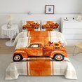 thumbnail image 2 of Manfei Watercolor Orange Fall Truck Full Size Comforter Sets for Kids, Autumn Sunflower Plaid Bedding Comforter Set, Halloween Reversible, 3 Pieces, 1 Comforter and 2 Pillowcases, 2 of 6