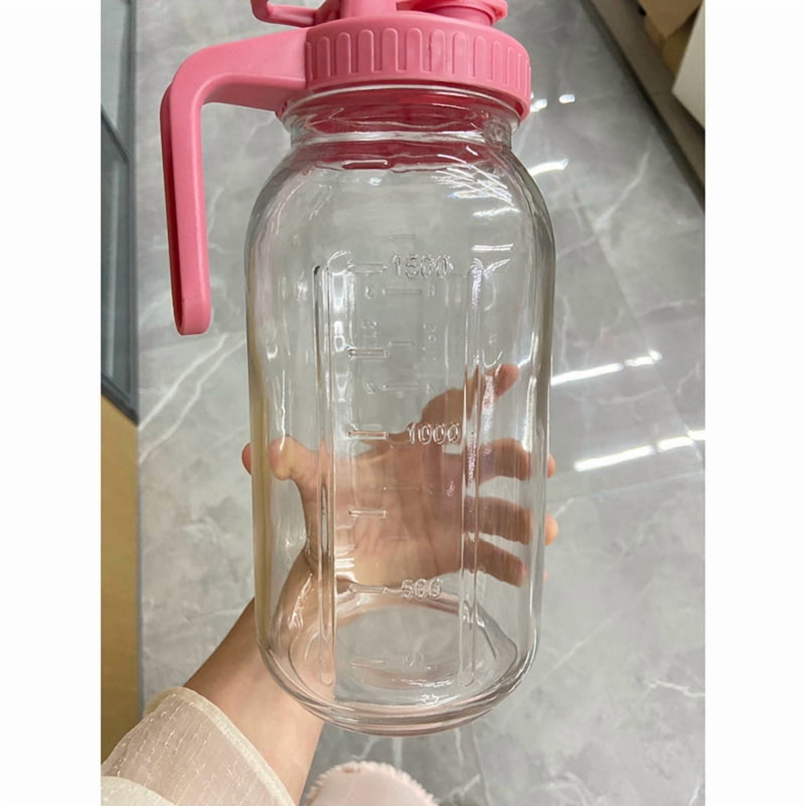 64oz Glass  Jar Pitcher with Lid,2 Quart Airtight Glass Water Jug,Leakproof Wide Mouth  Jar Pitcher