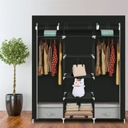 Private Jungle Non-Woven Wardrobe, Portable Wardrobe Clothes Storage Cabinet, Black