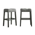 thumbnail image 4 of CoCo Gray Upholstered Saddle Bar Stools (Set of 2) - 29" Height, Wood Frame, Kitchen/Home. Weathered Wood Grain Finish, Comfortable Backless Design., 4 of 6
