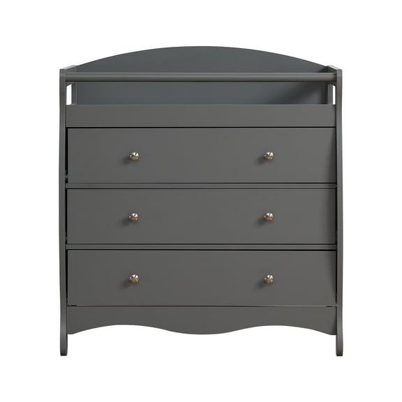FCH 90*58*99cm Three Drawers With Seat Belt Baby Wooden Bed Nursing Table Grey