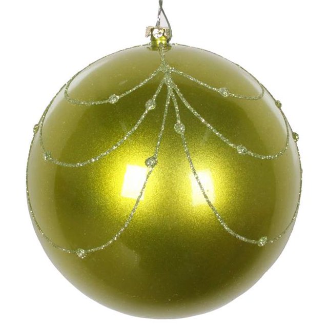 Vickerman MT194673D Rideau Ornemental Pailleté Bonbon Lime 4,75 Po - 4 par Sac