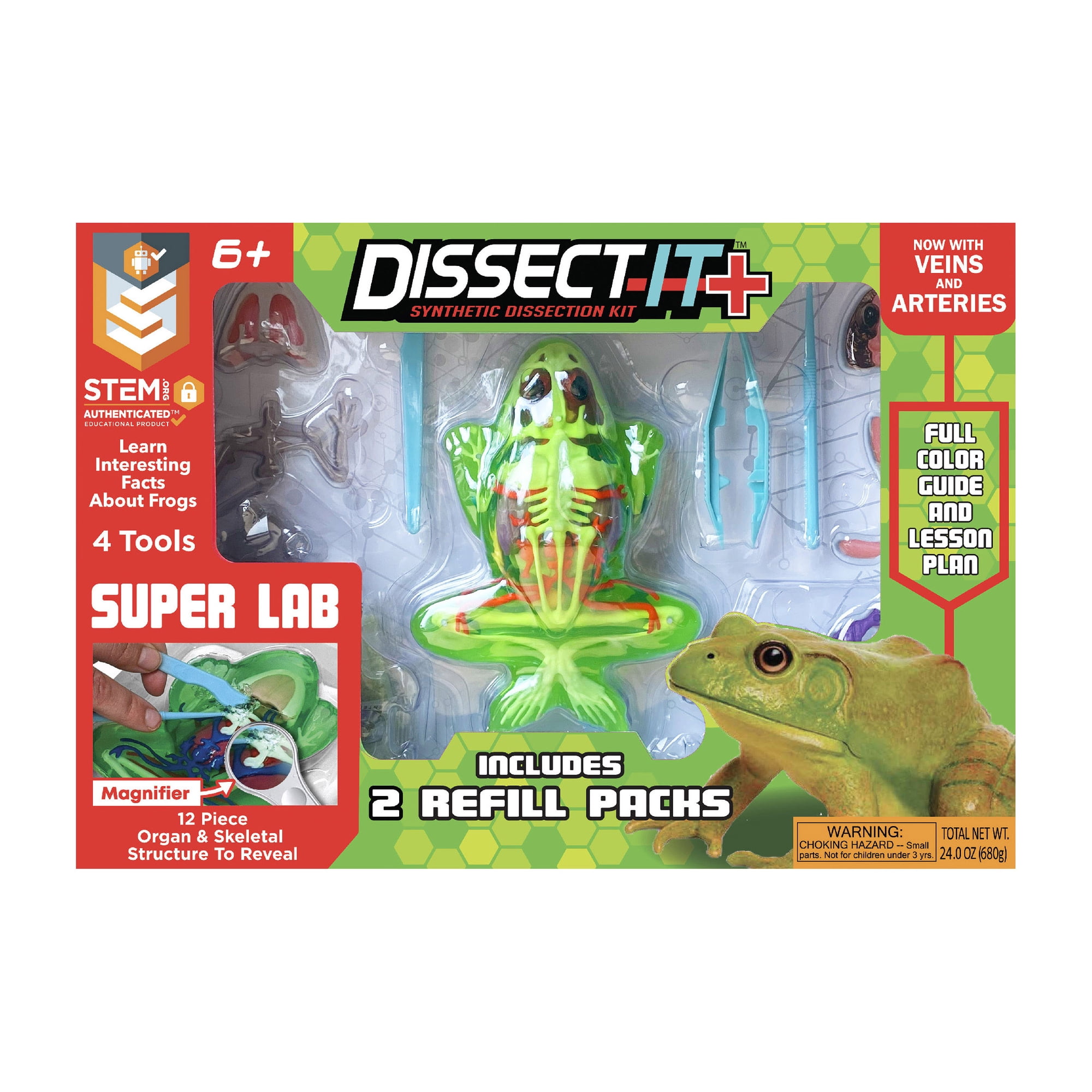 Dissect-It: Deluxe Super Frog Lab - Synthetic Dissection Kit, Realistic & Safe, STEM Learning Guide, Animal Science Kit, Top Secret Toys, Kids Age 6+