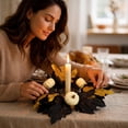thumbnail image 7 of Fall Candle Rings Wreaths with White Pumpkin and Maple Leaves | 10 Inch Autumn Harvest Front Door Wreath, Thanksgiving Wall Hanging Decor, 1-Pack, 7 of 7