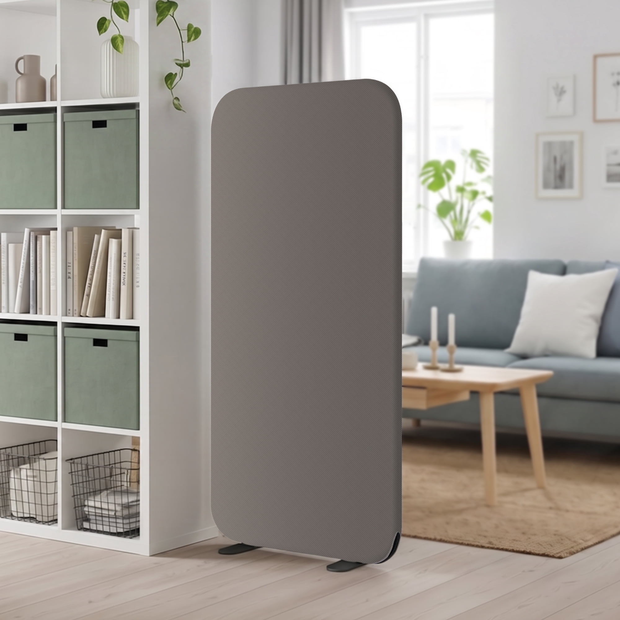 DECOLAB Freestanding Room Divider, Portable Room Separation Panel Wall for Office, Home, Studio Apartment, Classroom, 29"x65", Rock