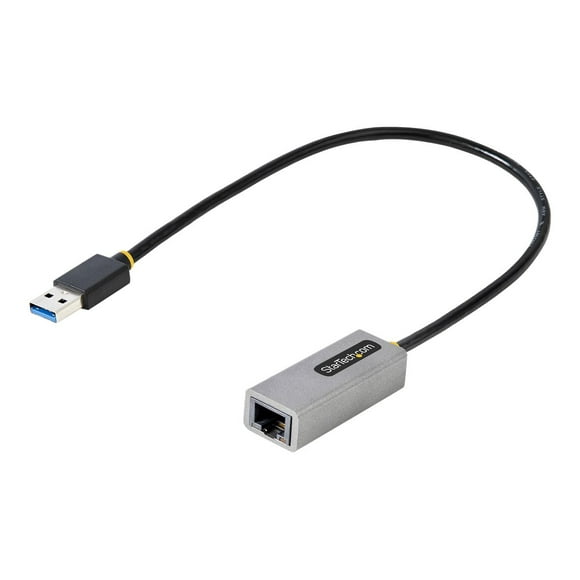 StarTech.com USB to Ethernet Adapter, USB 3.0 to 10/100/1000 Gigabit Ethernet LAN Converter for Laptops, 1ft (30cm) Attached Cable, USB to RJ45 Adapter, USB NIC Adapter, Ethernet Dongle - USB Network Adapter - Network adapter - USB 3.2 Gen 1 - Gigabit Ethernet x 1 - space gray