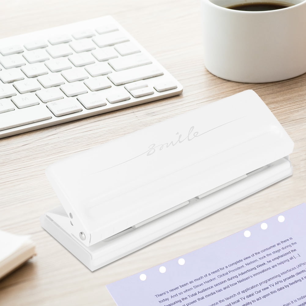 White Hole Puncher For Mini Pocket Compatibility, Die-cut Two Pages At Once, Non-slip Bottom Pad Ensures Stability During Use, Pitch Increases Or Decreases By 19mm Per Move