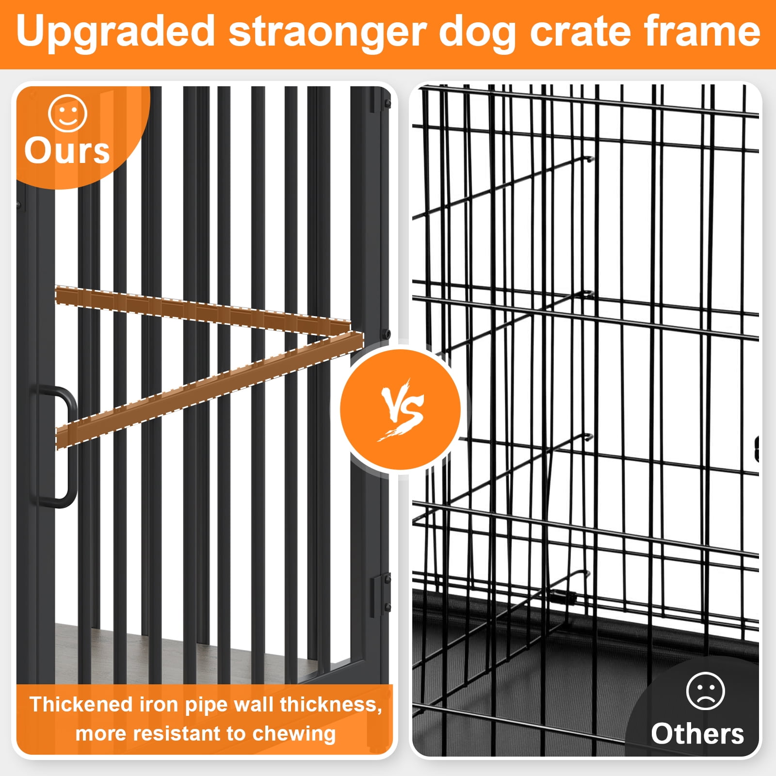 Large Furniture Dog Crate, Dog Kennel Indoor, Wood Dog Cage Table with Drawers Storage