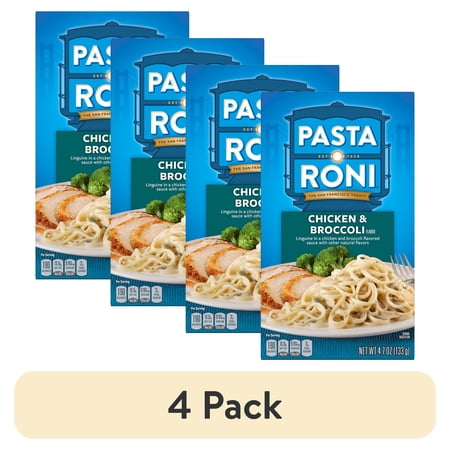 (4 pack) Pasta Roni Chicken & Broccoli Linguine, 4.7 oz Box