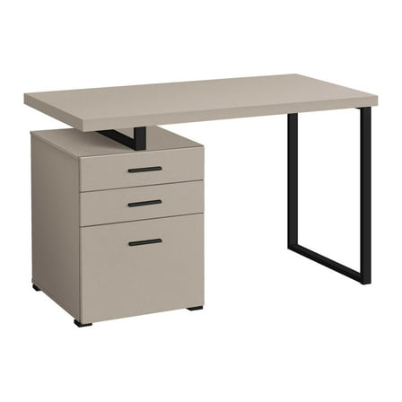 Computer Desk, Home Office, Laptop, Left, Right Set-up, Storage Drawers, 48"l, Work, Beige Laminate, Black Metal, Contemporary, Modern