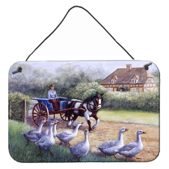 Carolines Treasures BDBA0351DS812 Geese Crossing before the Horse Wall or Door Hanging Prints 8x12 multicolor