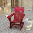 thumbnail image 4 of Flash Furniture Halifax Adirondack Rocking Chair with Cup Holder, Weather Resistant HDPE Adirondack Rocking Chair in Red, 4 of 12