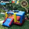[Upgrade Version] PicassoTiles KC102 12 x 10 Inflatable Bouncer Jumping House, Slide and Dunk Playhouse Feature Basketball Rim, 4 Sports Balls, Extended Slider, Full Size Entry and Quick Setup