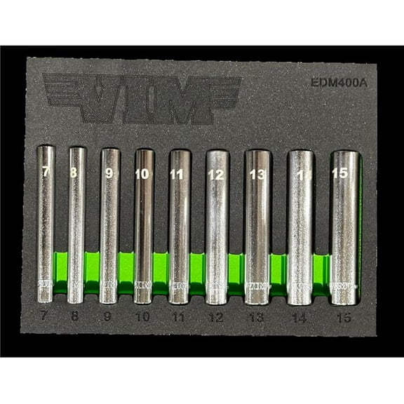 Vim Tools VMEDM400A 0.25 in. Drive Metric Extra Deep Socket Set