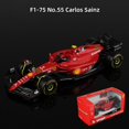 thumbnail image 1 of Bburago 1:43 75 ° aniversario #16 #55 Leclerc Sainz 2022 F1 Scuderia Ferrari F1-75 vehículo de lujo de aleación fundido a presión coches modelo de juguete Fivean unisex, 1 of 2