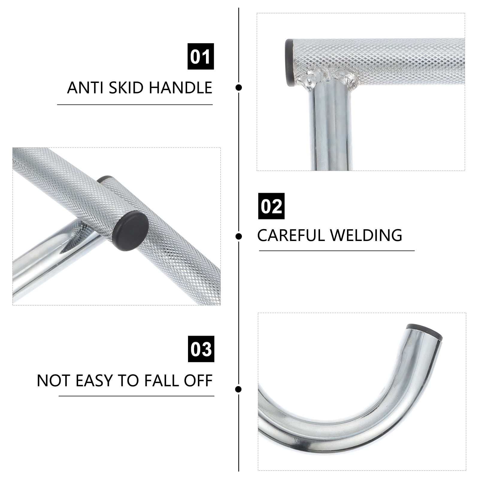 WEUVEB Silver Steel Resistance Band Handles, Anti-Slip, Practical for Exercises 2Pcs