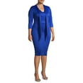 thumbnail image 6 of Ella Samani Women's Plus Size 3/4 Sleeve Dress with Tie Neck, 6 of 6