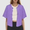 thumbnail image 2 of Ediodpoh Cardigan for Women Lightweight Cozy Short Sleeve Knit Sweater with Buttons Versatile Casual Outerwear for All Seasons Purple XL, 2 of 5