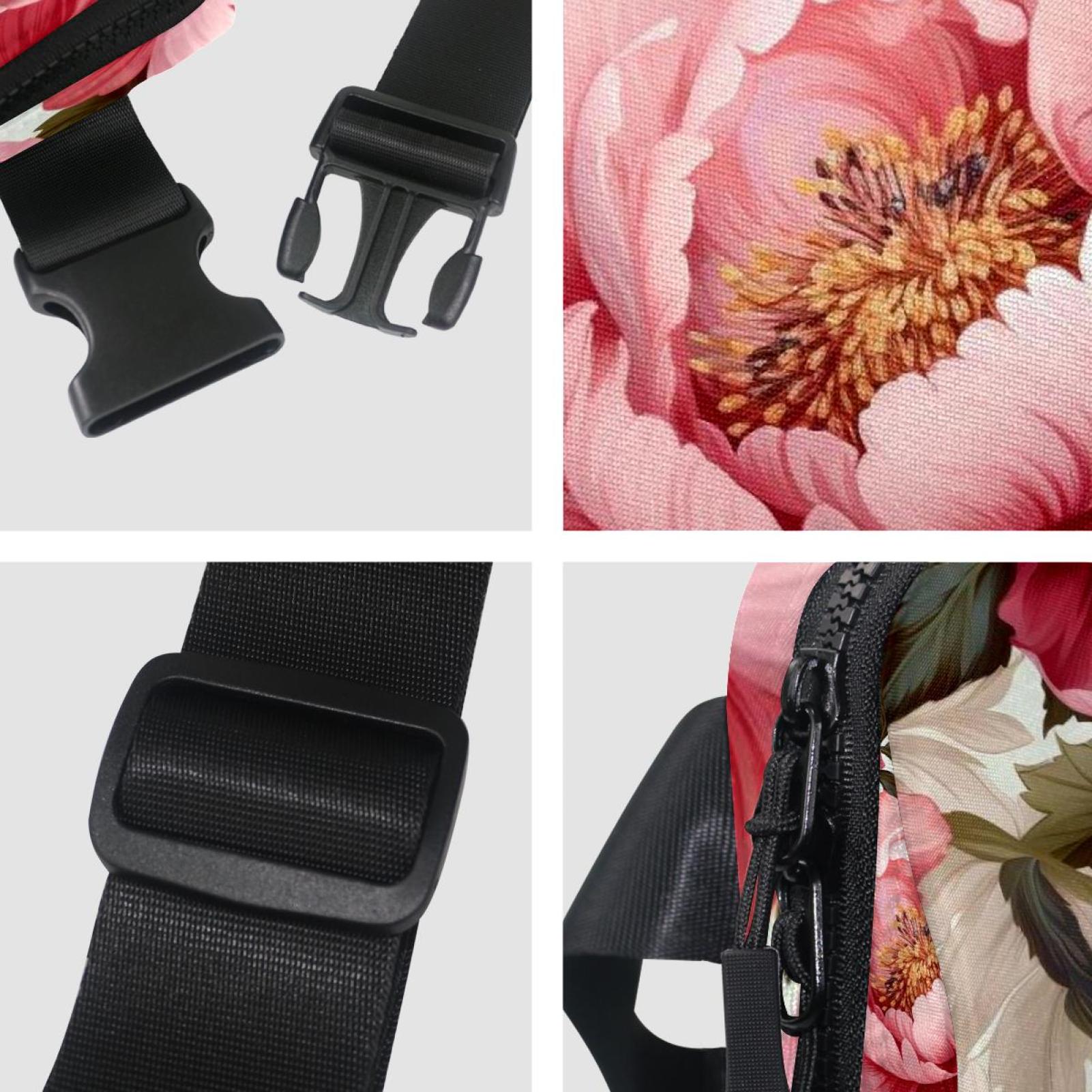 Peony Versatile Waist Bag, Crossbody Bag, Running Belt - Lightweight, Adjustable, with Extension Strap, Unisex