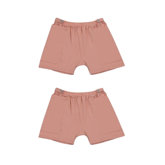 2 Pack Urine Bag Pants for Women, Incontinence Care Trousers with Double External Pockets for Catheter, Ostomy Drainage Bag Shorts